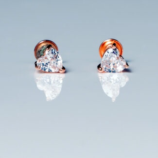 Rose Gold Seart Shaped Solitaire Studs