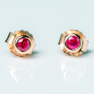 Rose Gold Ruby Studs